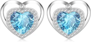 💎 Heart-Shaped Birthstone Earrings – 925 Sterling Silver 💎