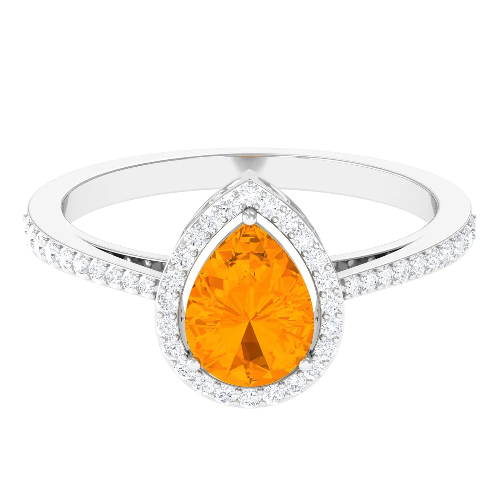 1 CT Minimal Fire Opal Engagement Ring with Diamond Accent