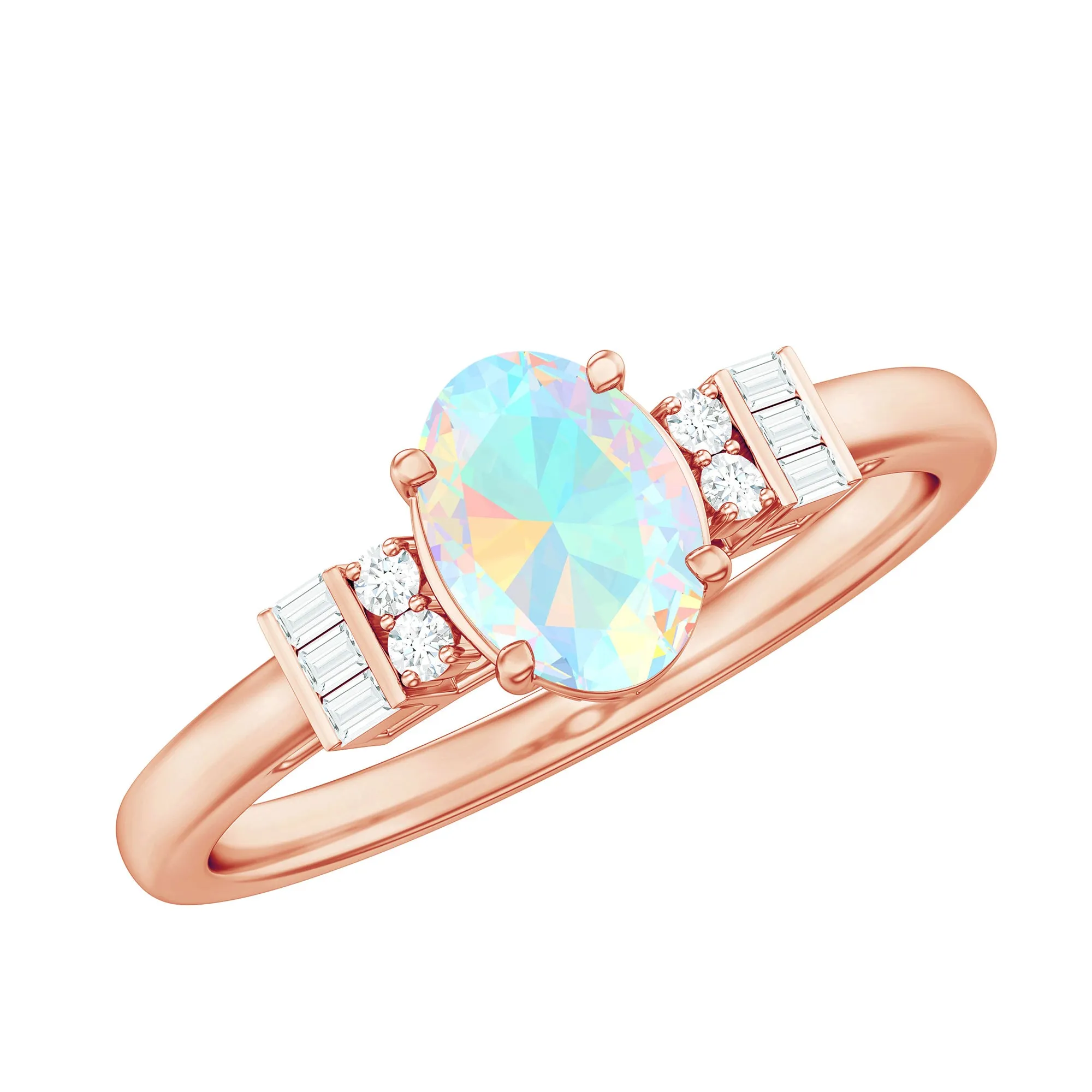 1 CT Oval Cut Ethiopian Opal and Diamond Classic Ring