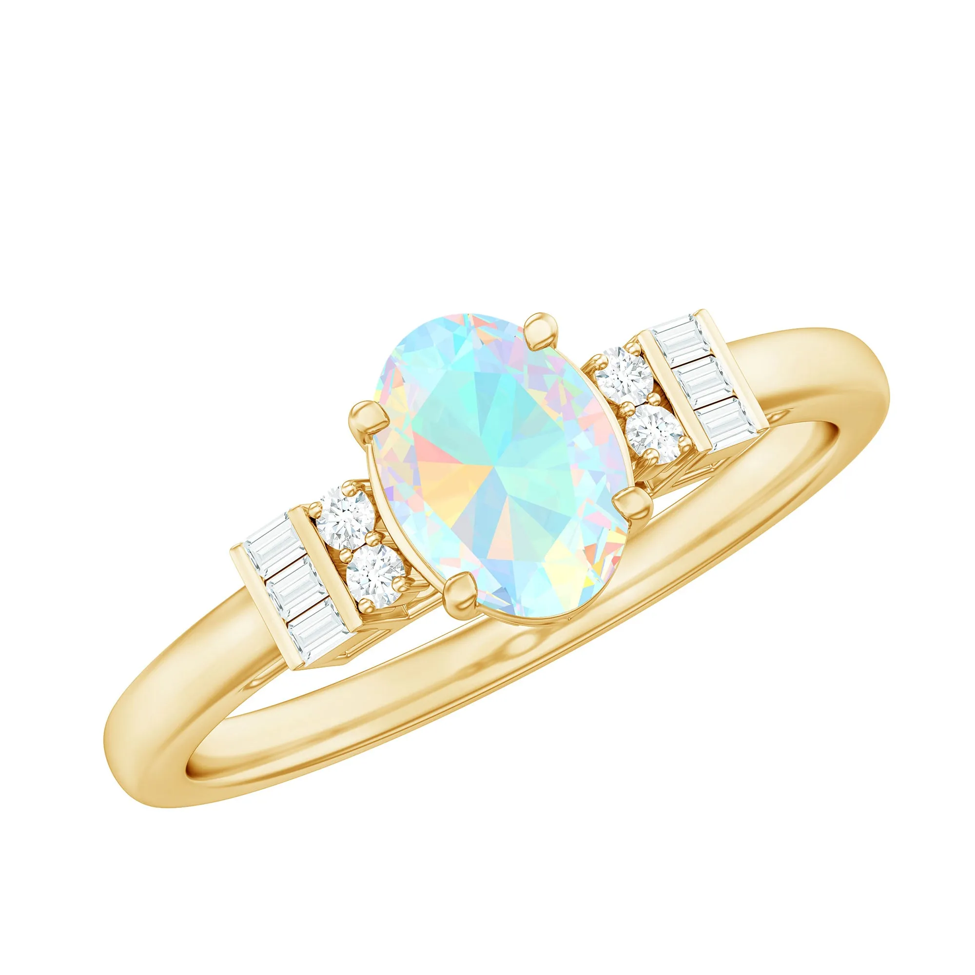 1 CT Oval Cut Ethiopian Opal and Diamond Classic Ring