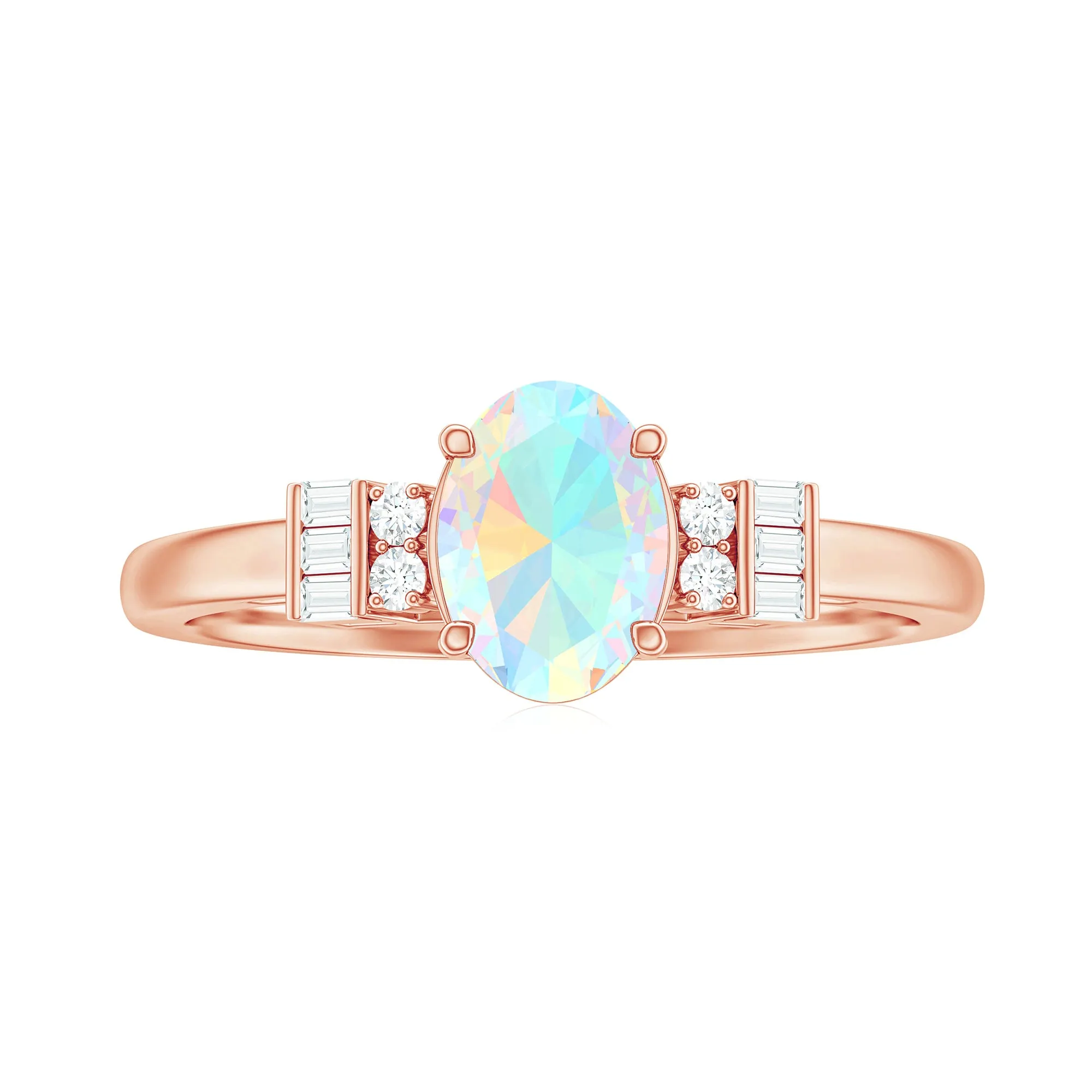 1 CT Oval Cut Ethiopian Opal and Diamond Classic Ring