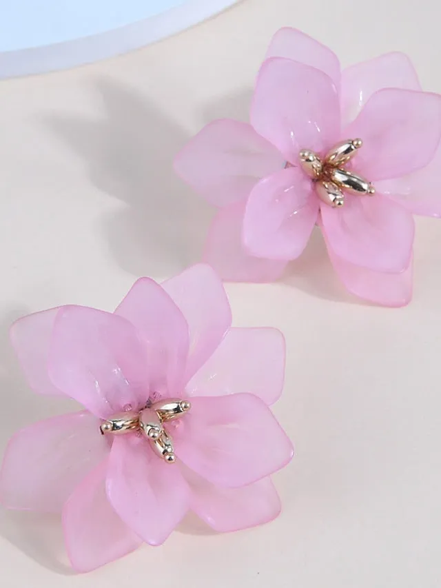 1 Pair Stud Earrings Earrings For Women's Work Birthday Daily Resin Alloy Petal