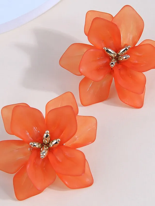 1 Pair Stud Earrings Earrings For Women's Work Birthday Daily Resin Alloy Petal