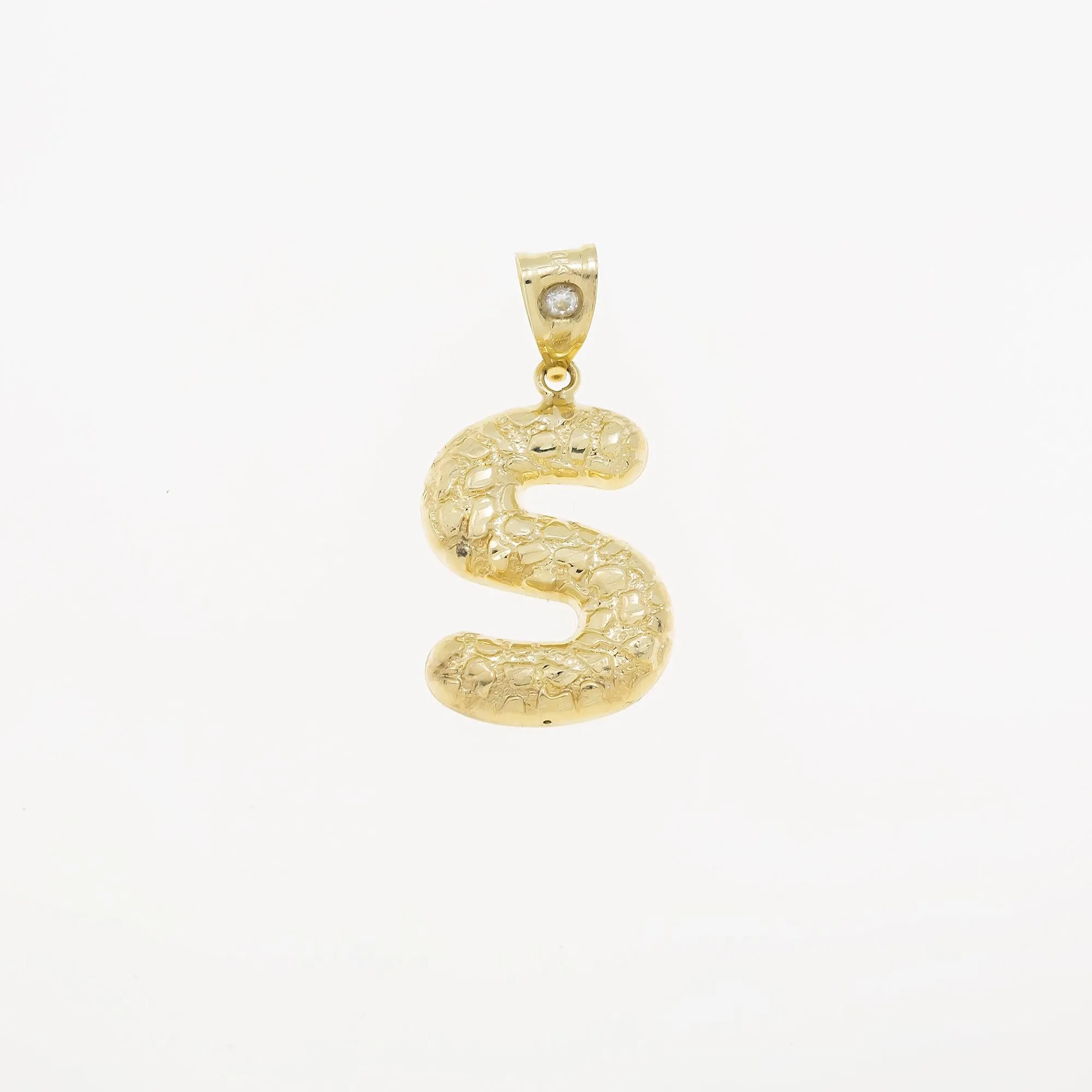 10K GOLD NUGGET INITIAL S PENDANT 2.2G