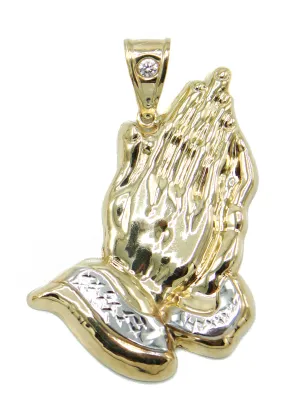 10K Gold Praying Hands Pendant | Customizable Size