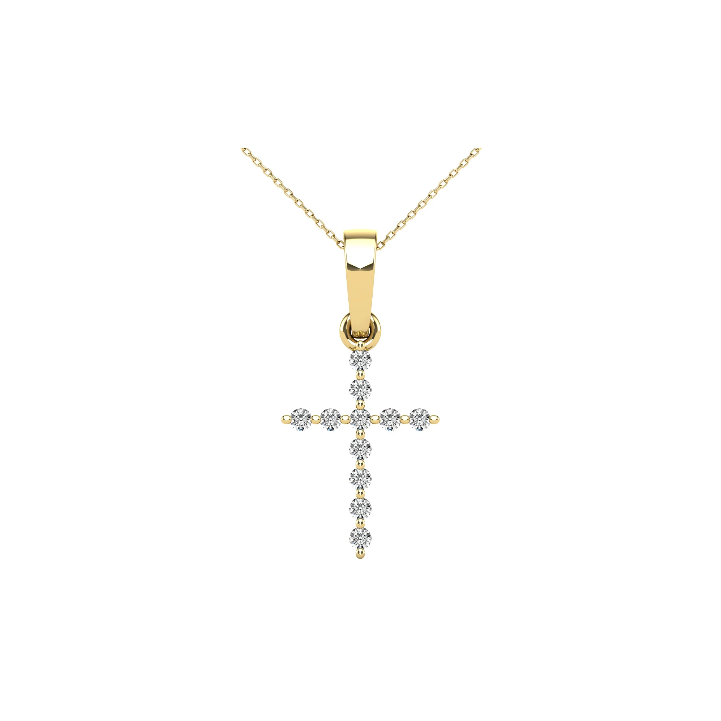 10K Yellow Gold 1/20 Ct.Tw. Diamond Accent Cross Pendant