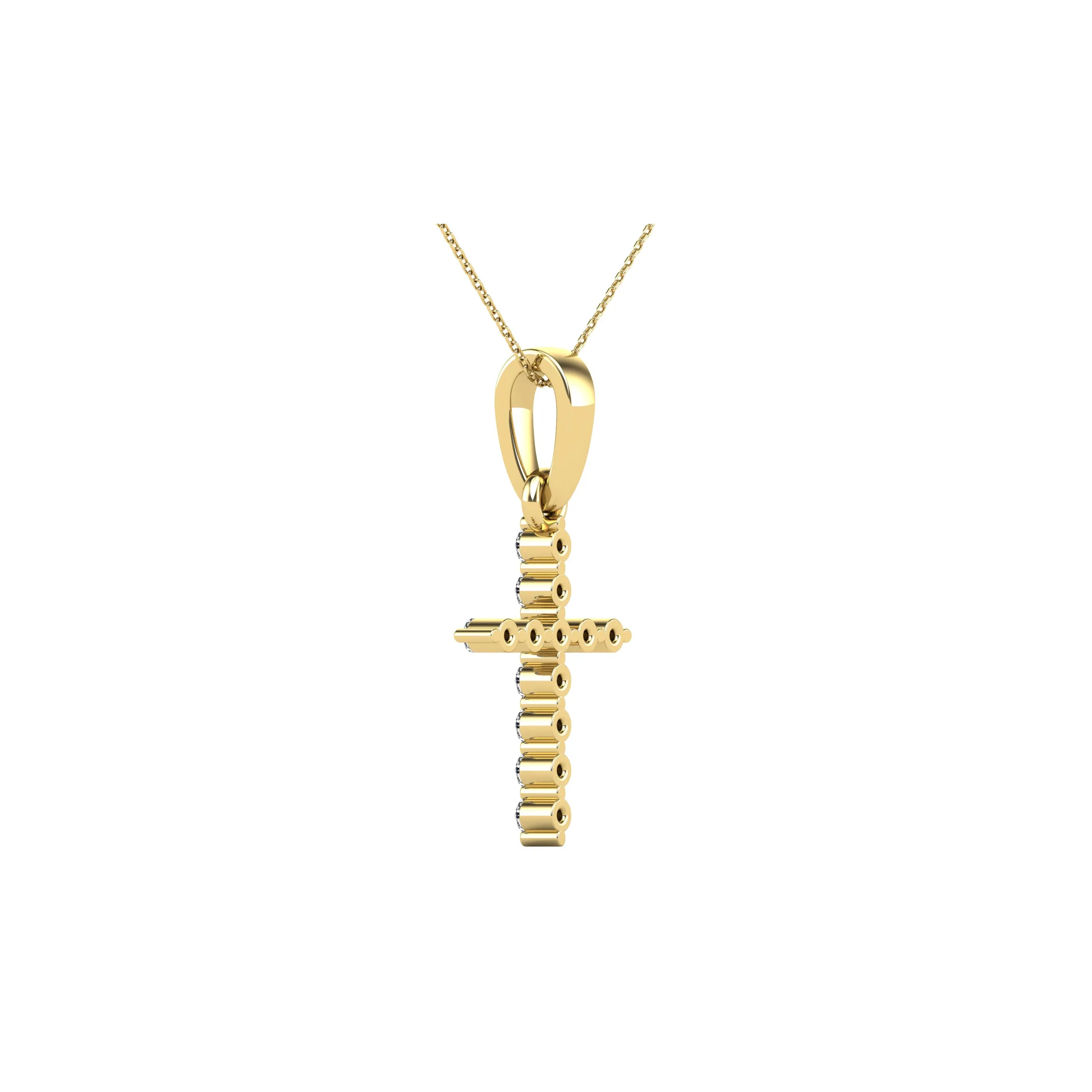 10K Yellow Gold 1/20 Ct.Tw. Diamond Accent Cross Pendant