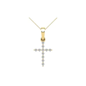 10K Yellow Gold 1/20 Ct.Tw. Diamond Accent Cross Pendant