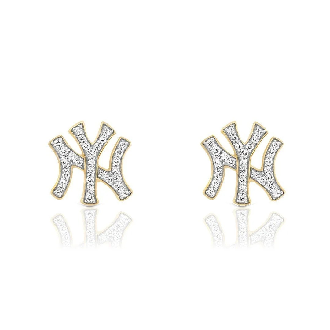 10k Yellow Gold Diamond Stud Yankee Earrings 0.46 Ctw