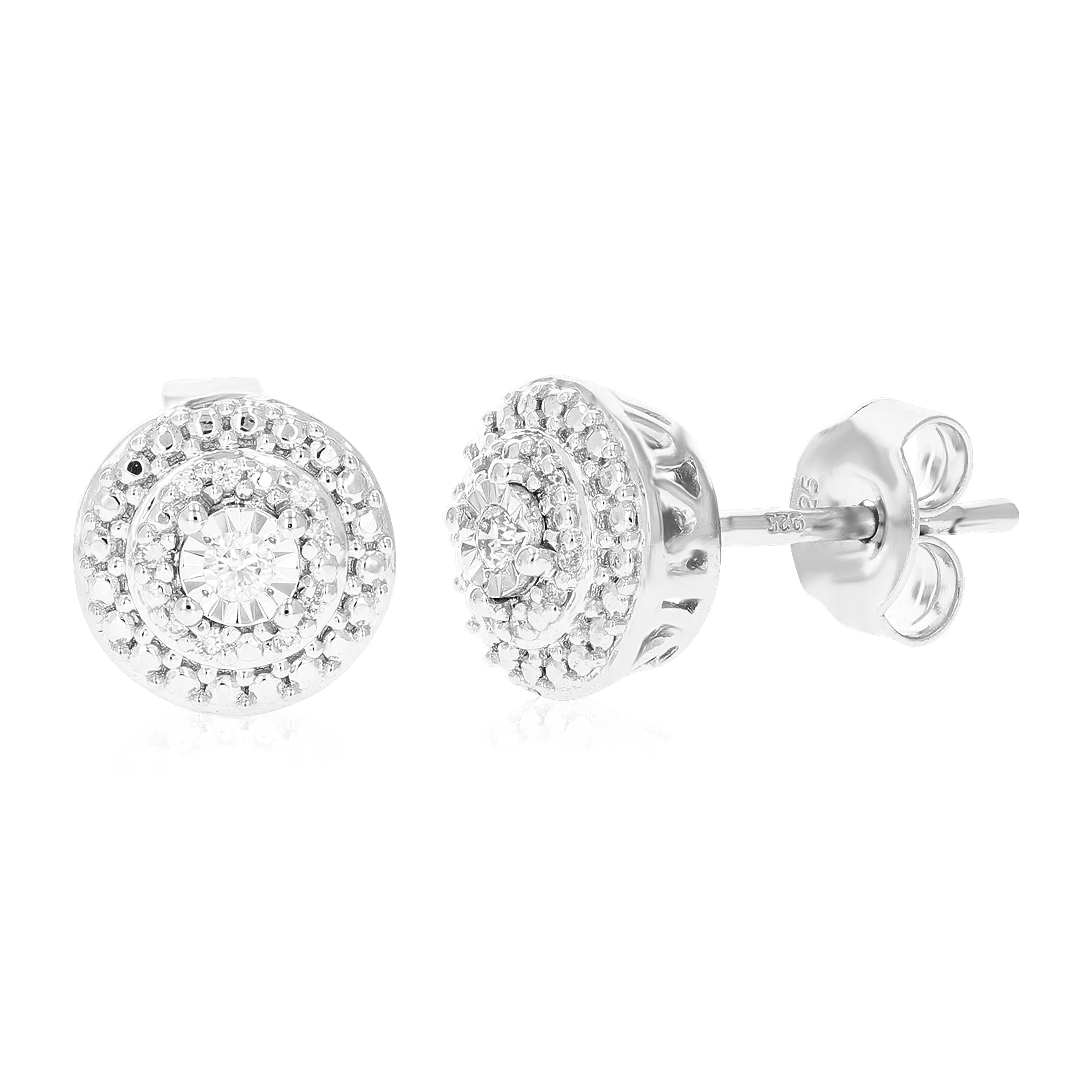 1/10 cttw Diamond Stud Composite Earrings in .925 Sterling Silver