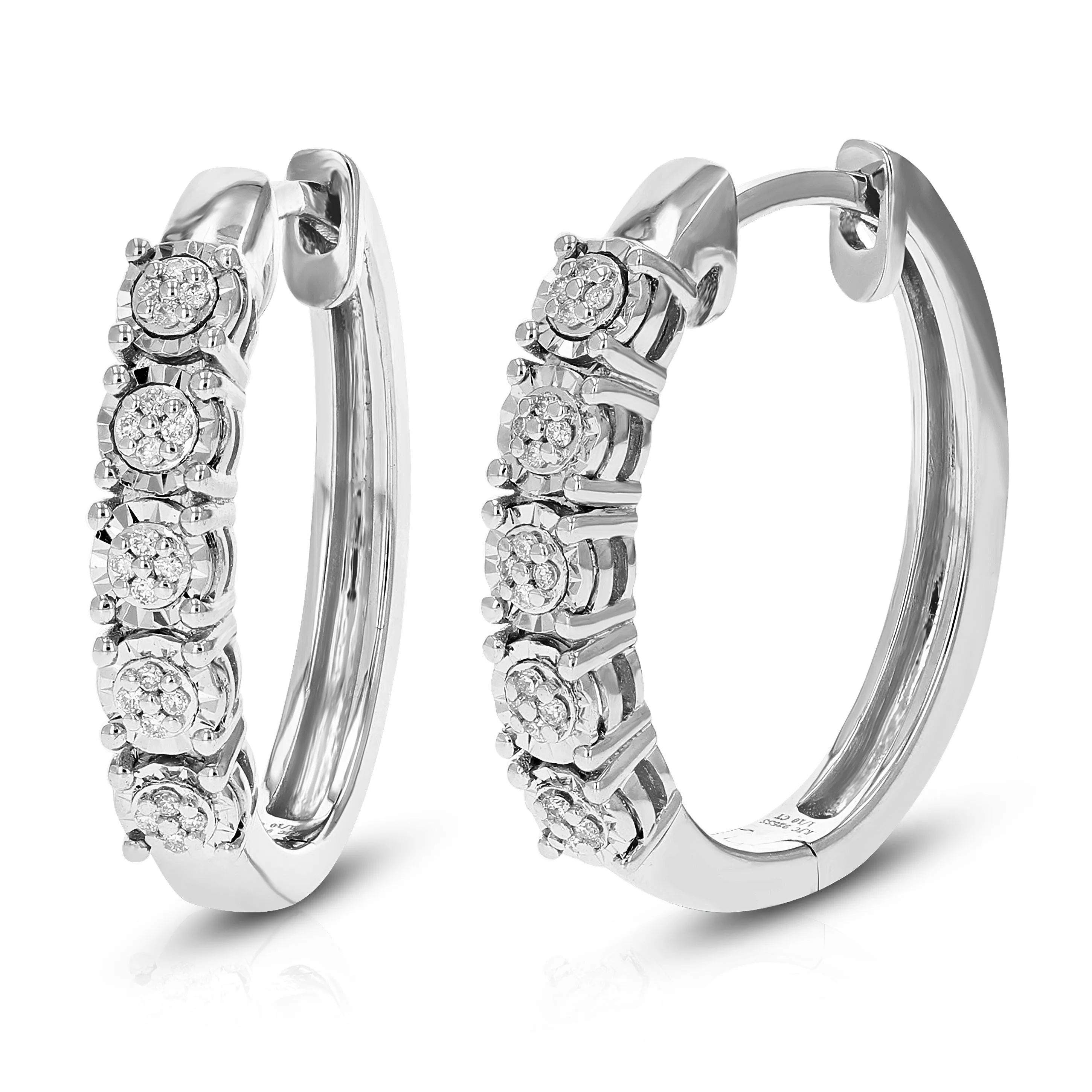 1/10 cttw Round Lab Grown Diamond Prong Set Hoop Earrings in .925 Sterling Silver 2/3 Inch