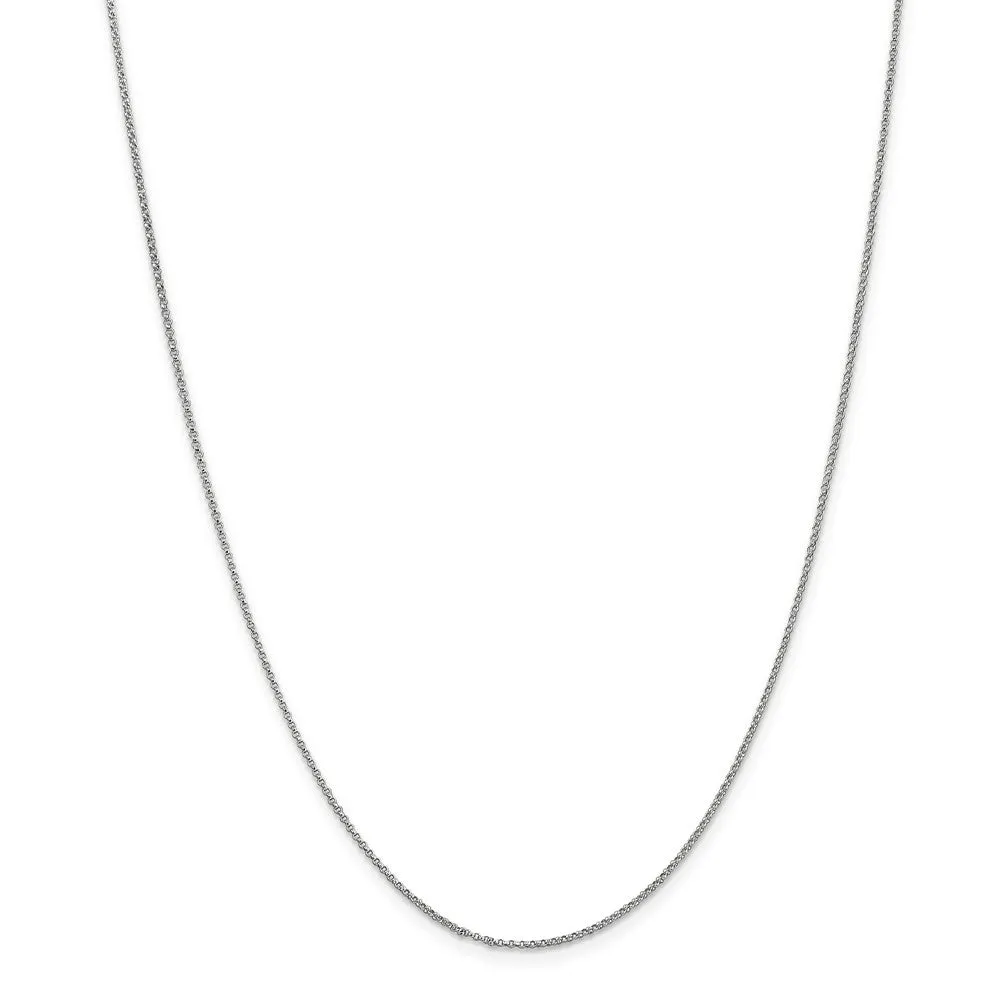 1.15mm 14k White Gold Solid Rolo Pendant Chain