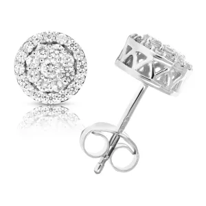 1/2 cttw Round Diamond Stud Earrings in .925 Sterling Silver With Rhodium