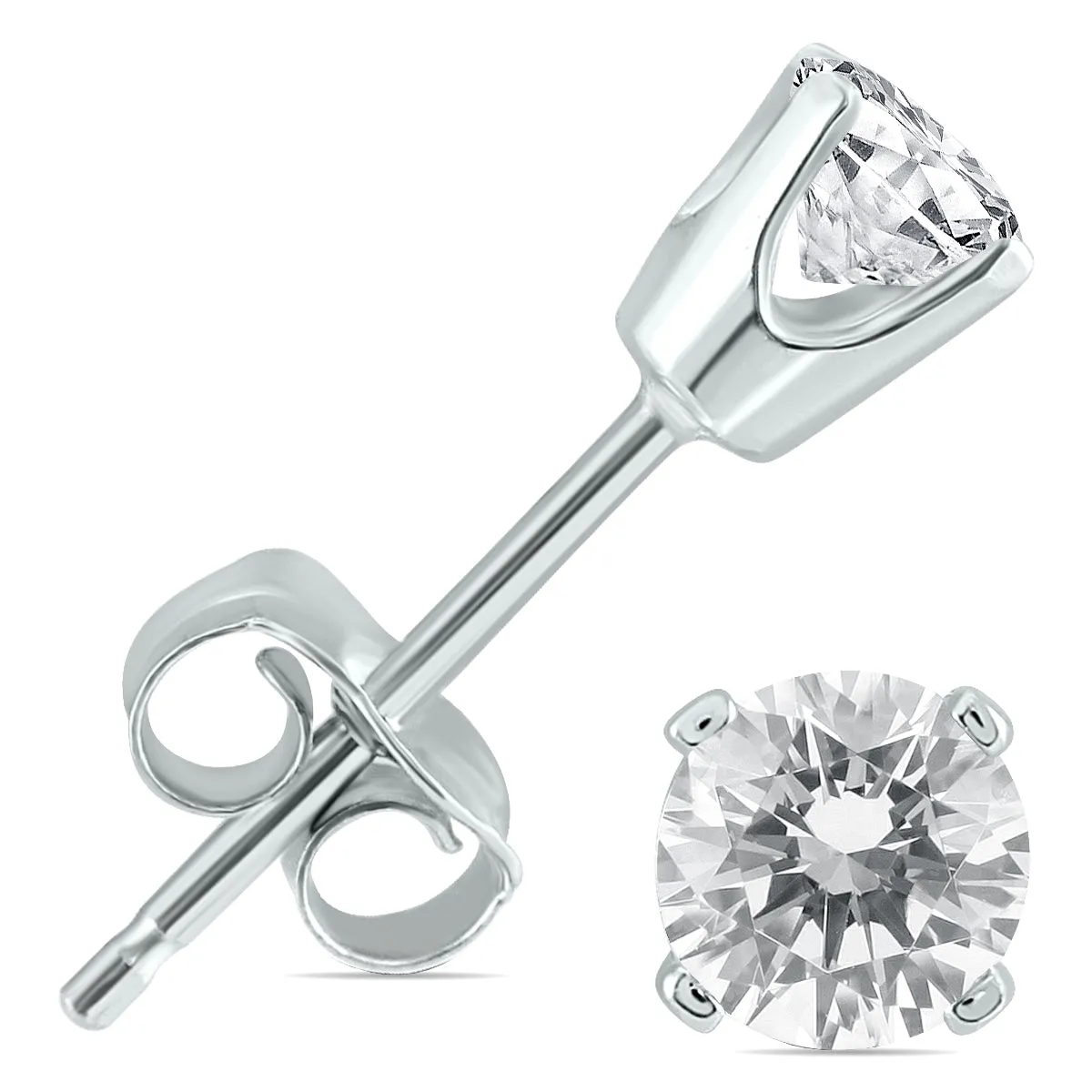 1/4 Carat Tw Ags Certified Round Diamond Solitaire Stud Earrings In 14K White Gold  (K-L Color, 12-I3 Clarity)