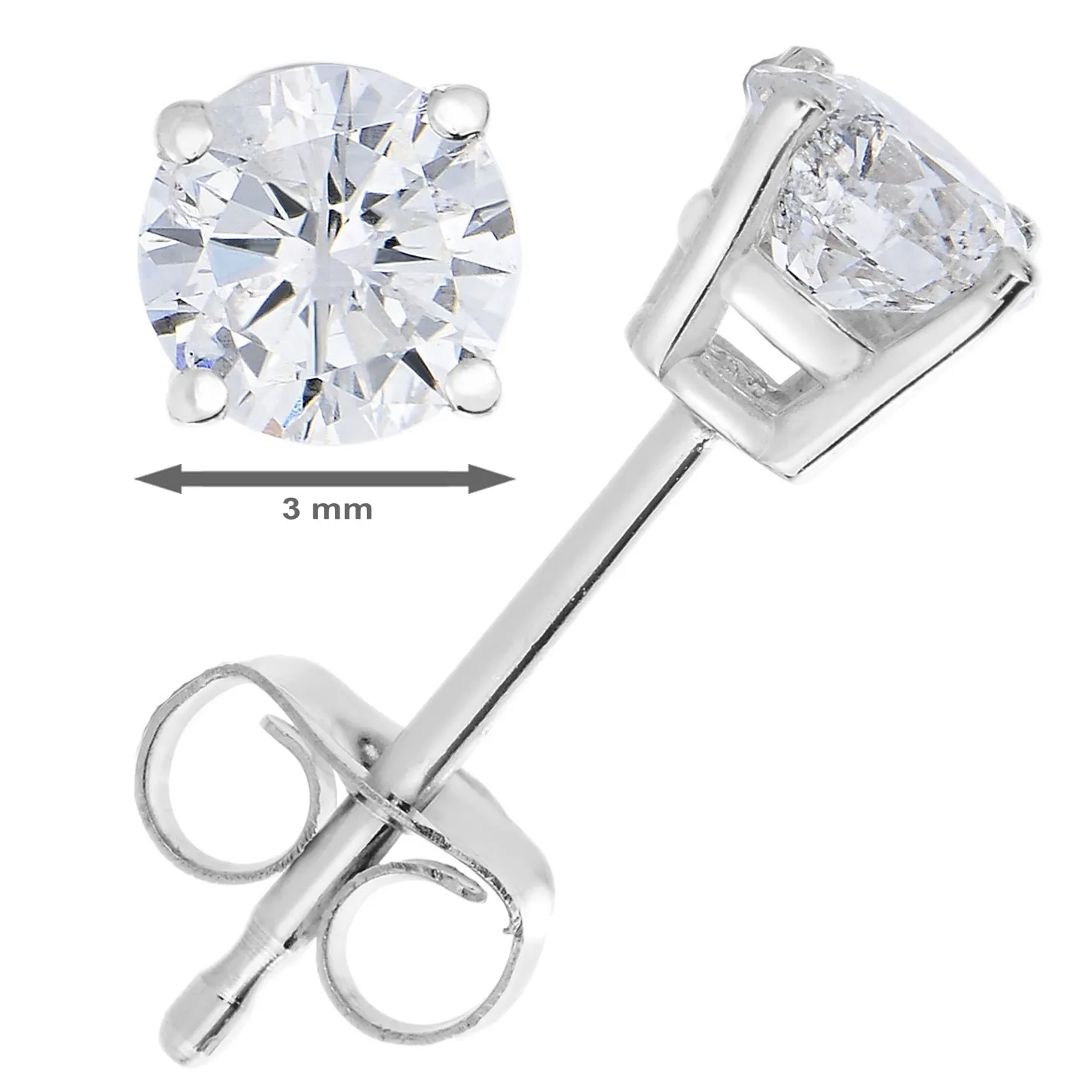 1/4 cttw Diamond Stud Earrings 14K White or Yellow Gold Push Backs Round 4 Prong Basket