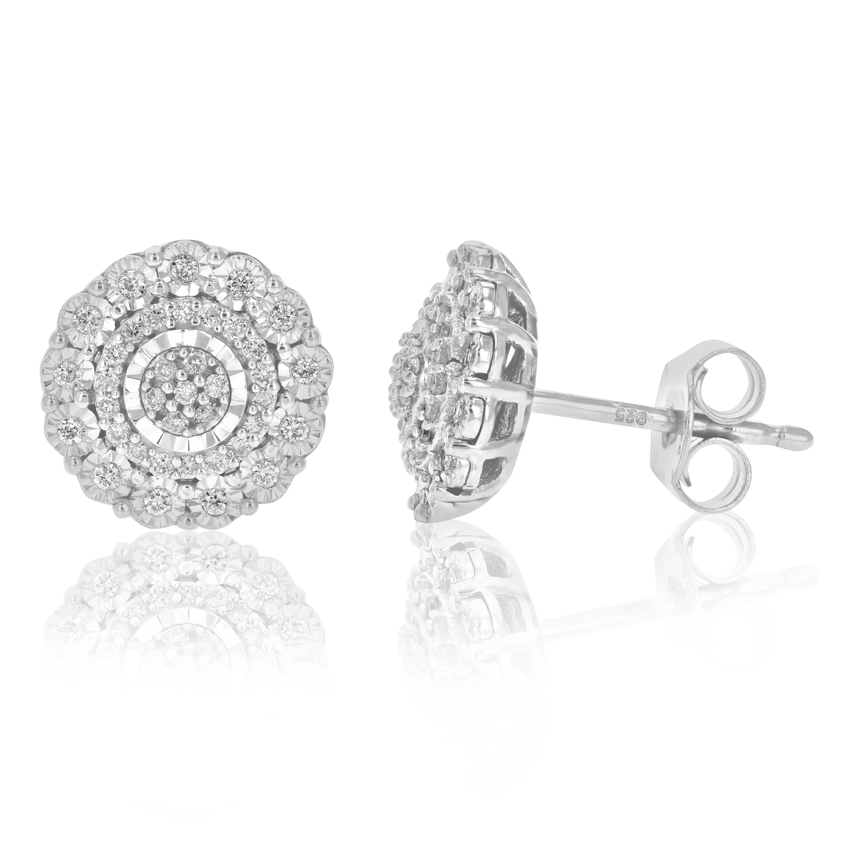 1/4 cttw Round Lab Grown Diamond Stud Earrings Prong Settings Made with .925 Sterling Silver