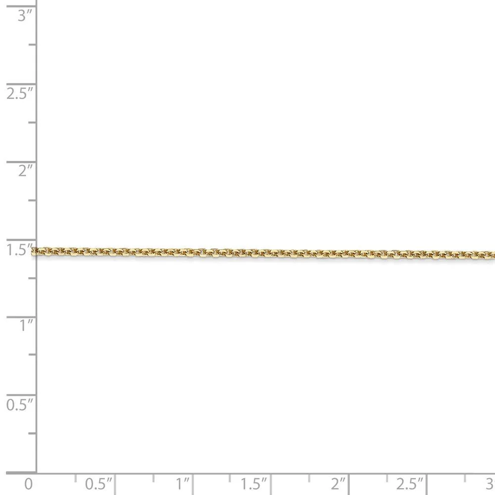 1.45mm, 14k Yellow Gold, Diamond Cut Solid Cable Chain Necklace