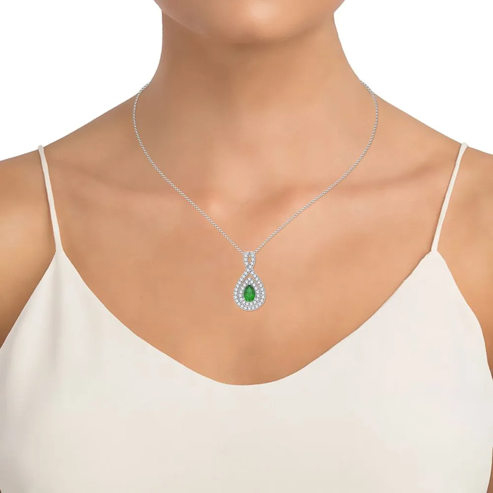 14K 0.33CT Diamond Emerald Pendant