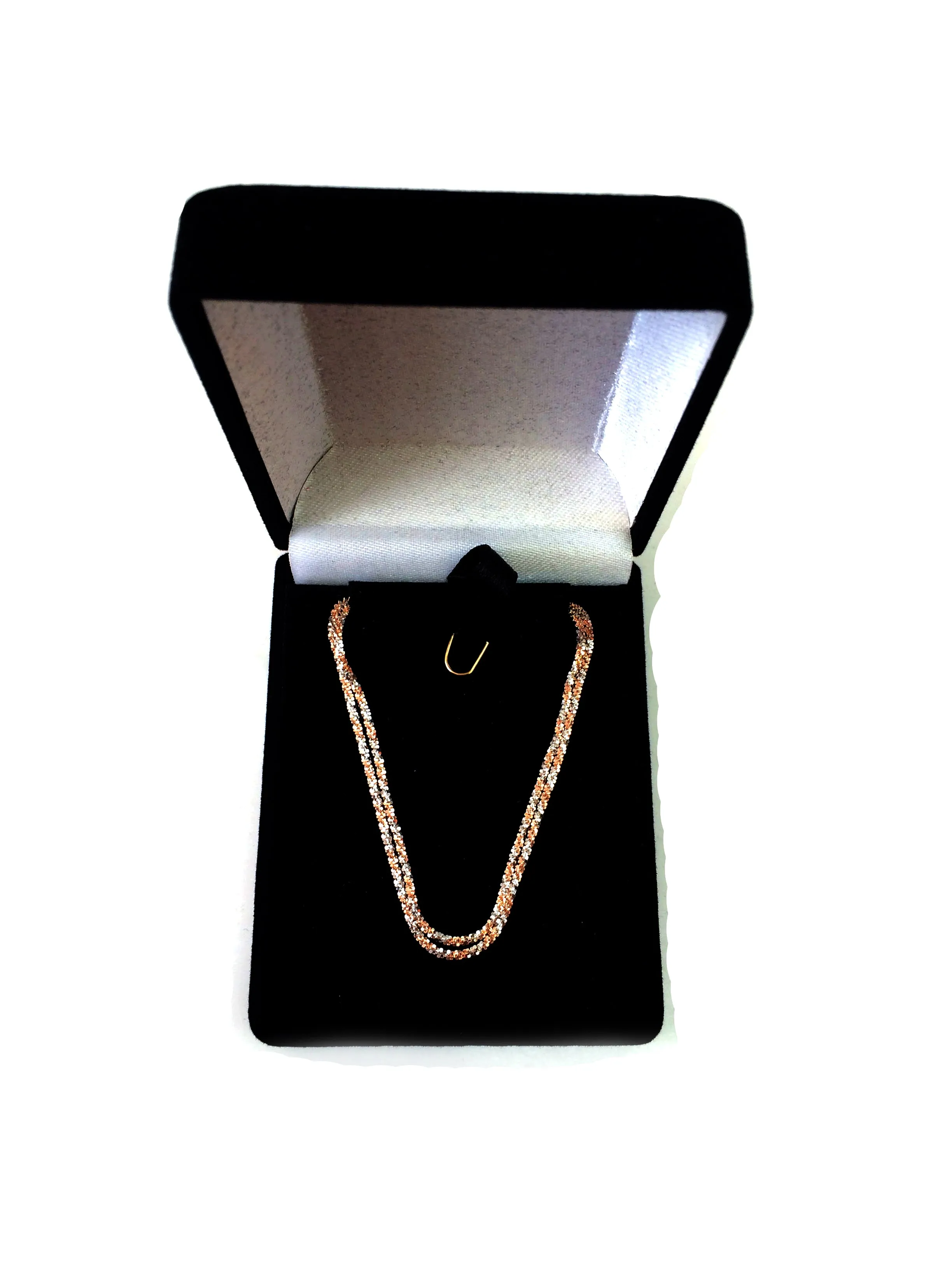 14k 2 Tone Rose And White Gold Sparkle Chain Necklace, 1.5mm