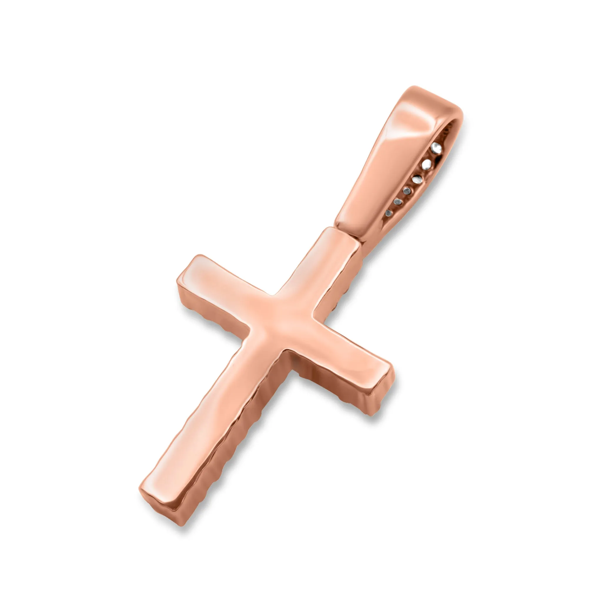 14K Rose Gold Diamond Cross Pendant 0.58 ctw