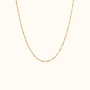 14K Solid Gold Singapore Chain Necklace