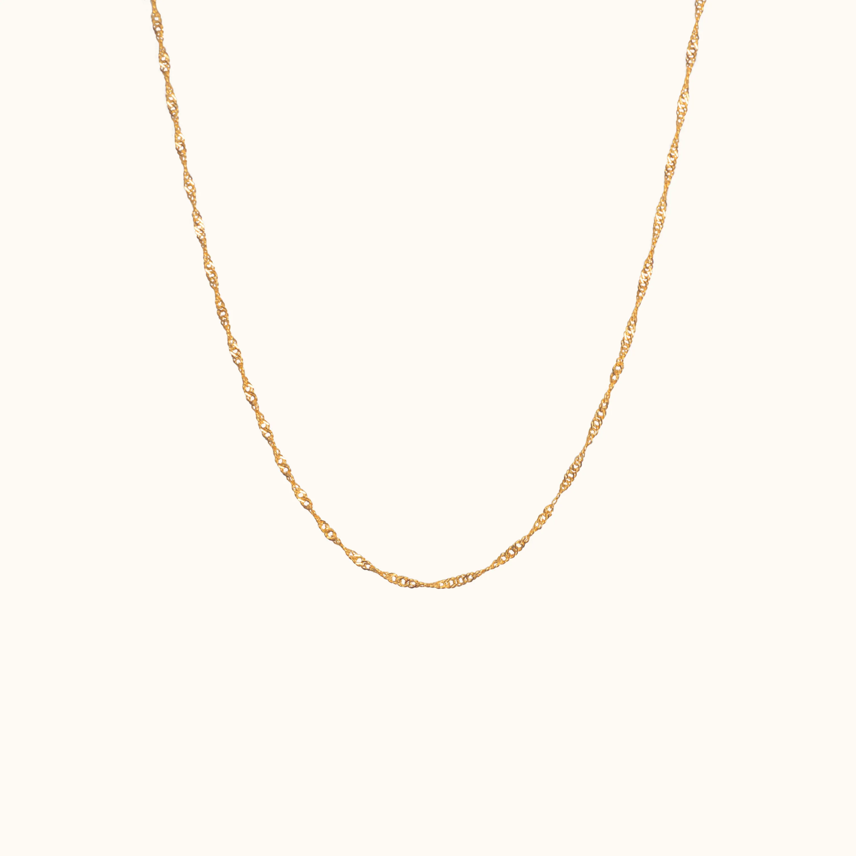 14K Solid Gold Singapore Chain Necklace