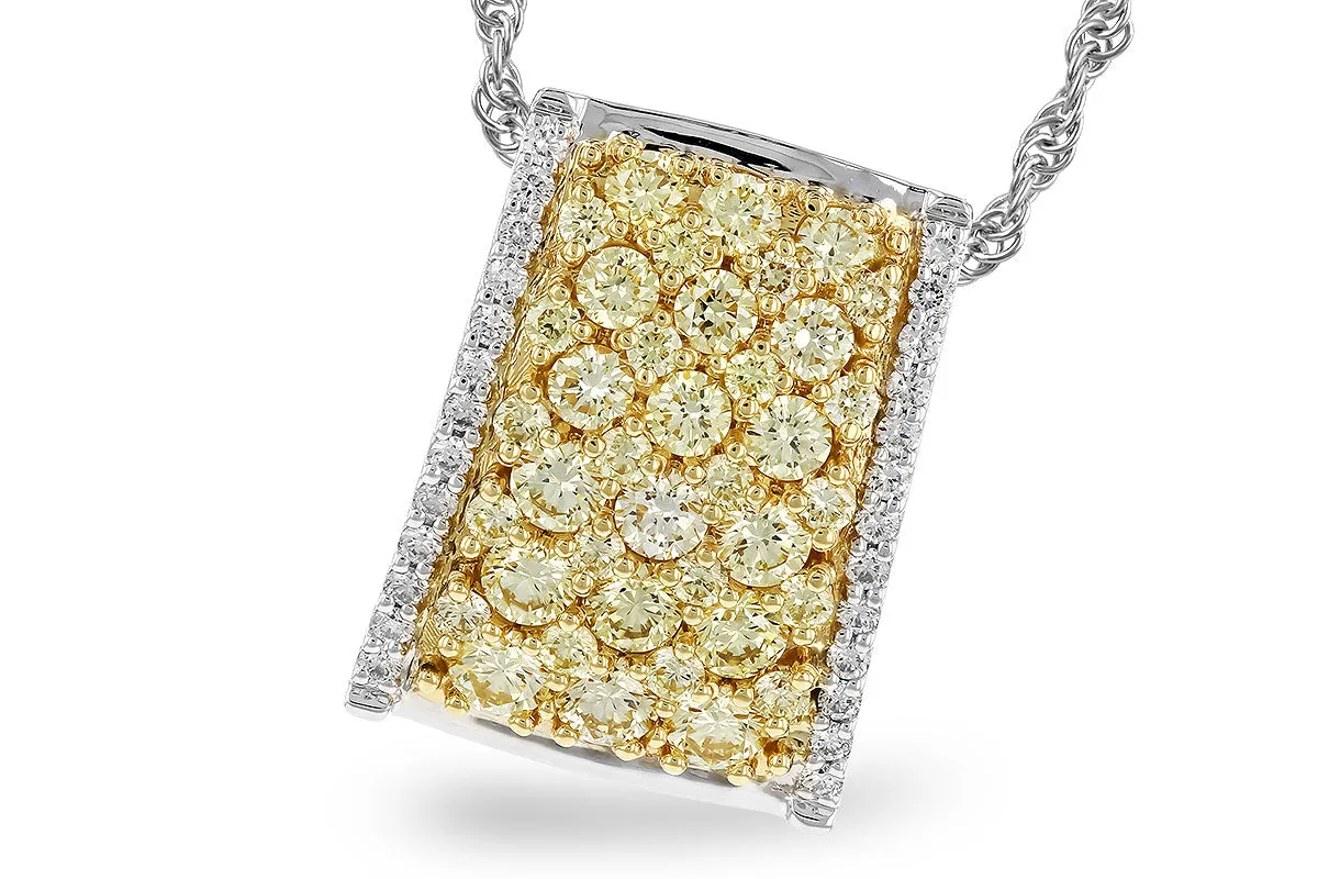 14K Two Tone Gold, Yellow & White Diamond Pendant, 1.35 Carat TW