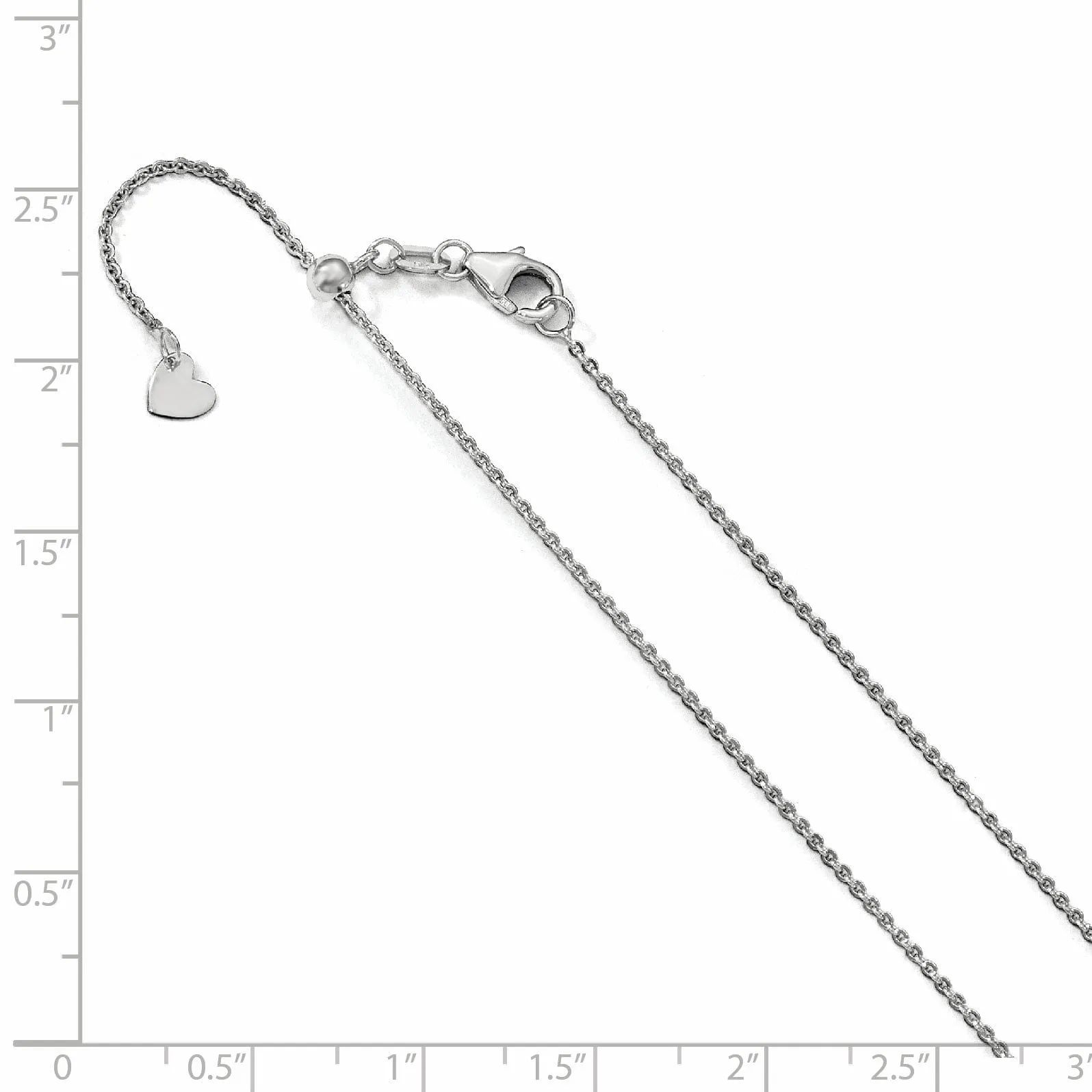 14K White Gold Flat Cable Adjustable Chain