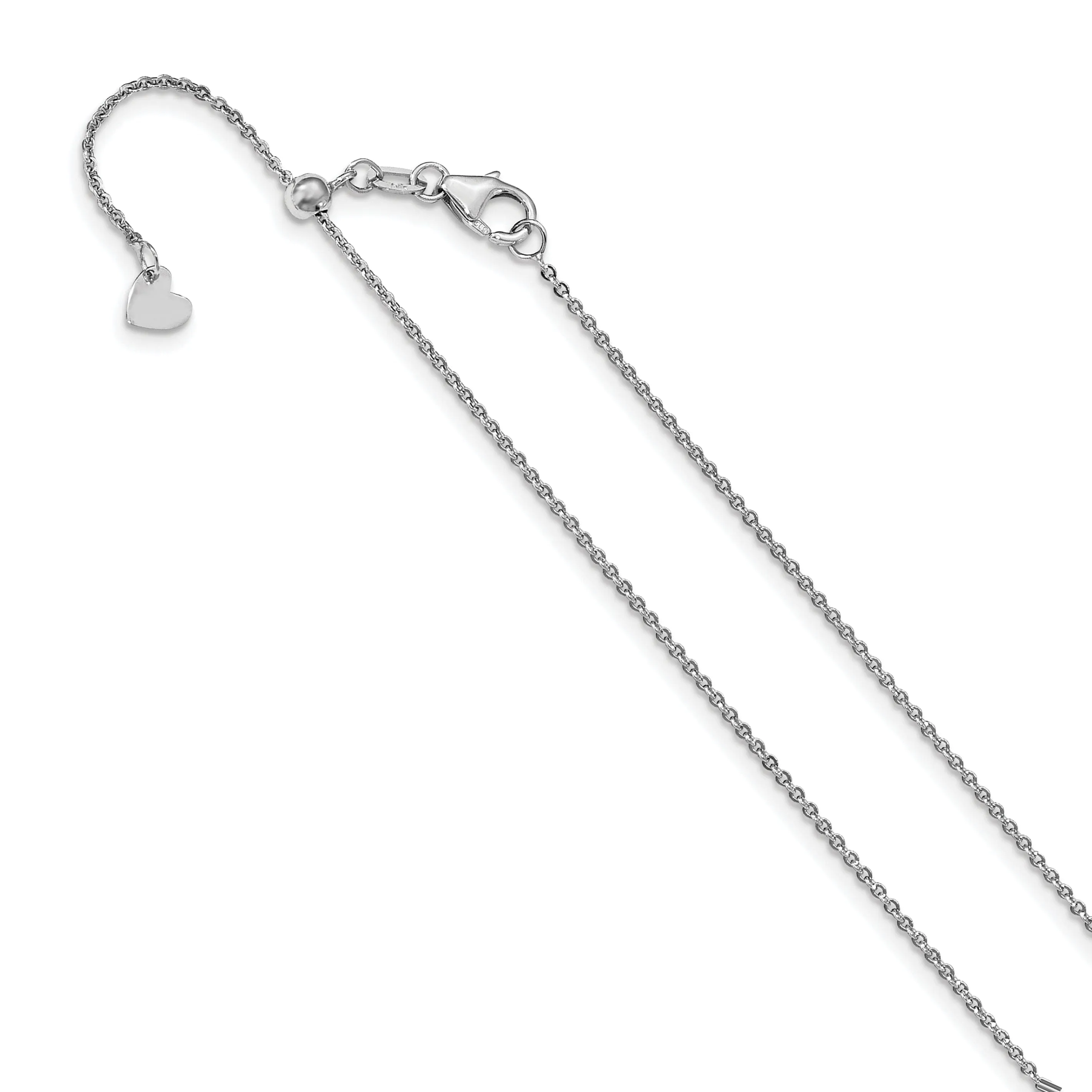 14K White Gold Flat Cable Adjustable Chain