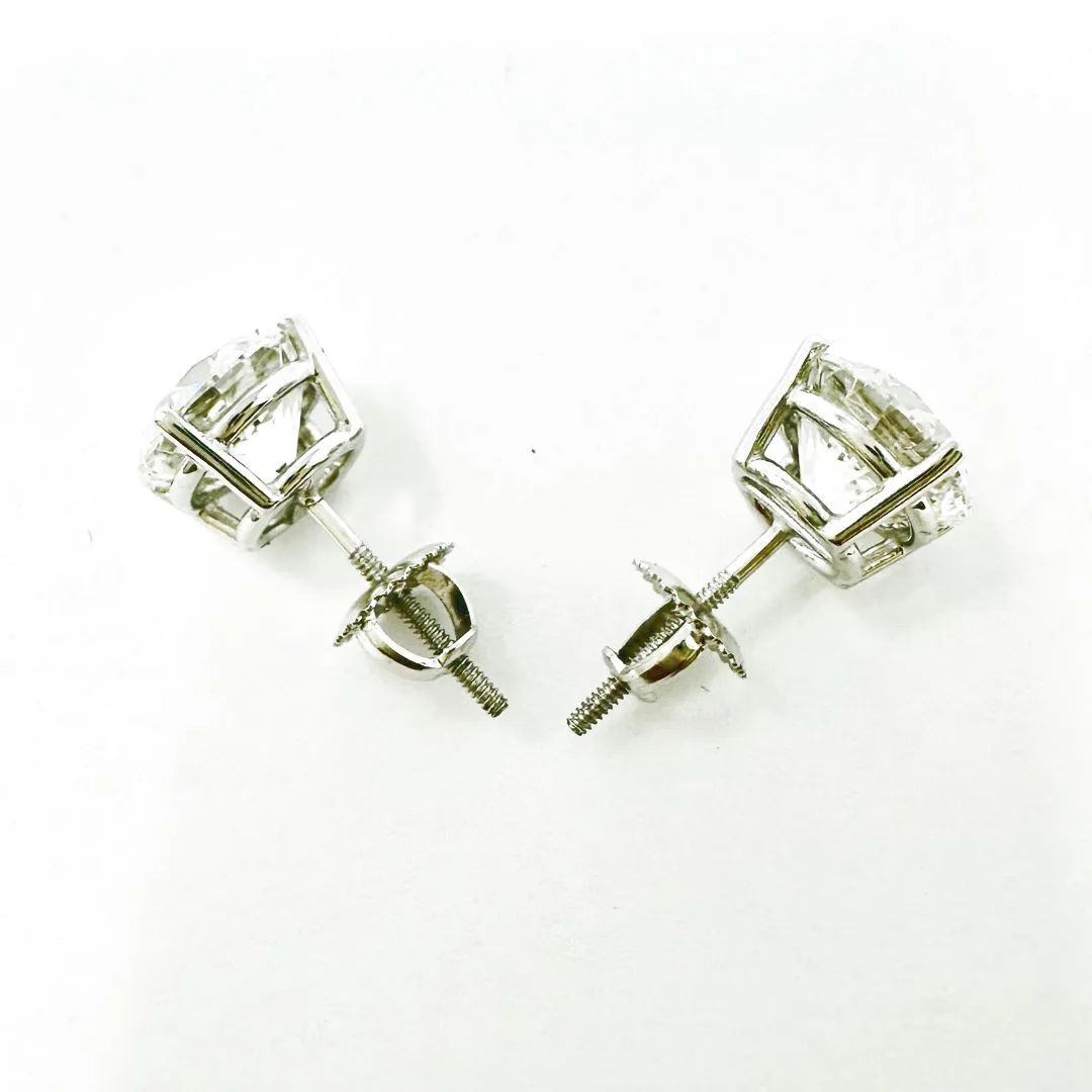 14K White Gold Lab Grown 5.1 ct Diamond Stud Earrings