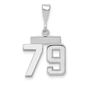 14k White Gold Polished Finish Small Size Number 79 Charm Pendant