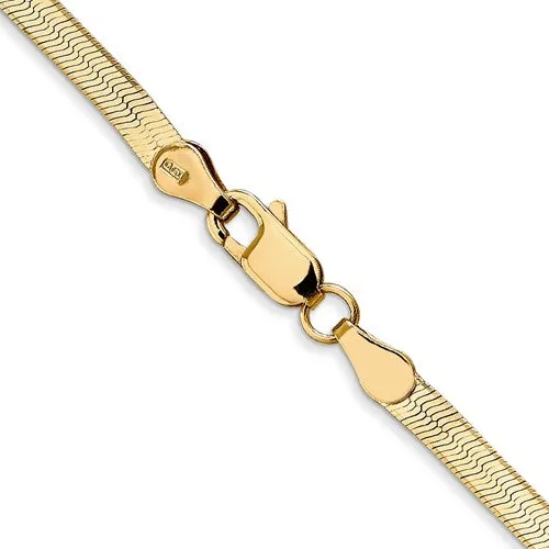 14K Yellow Gold 3mm Silky Herringbone Necklace