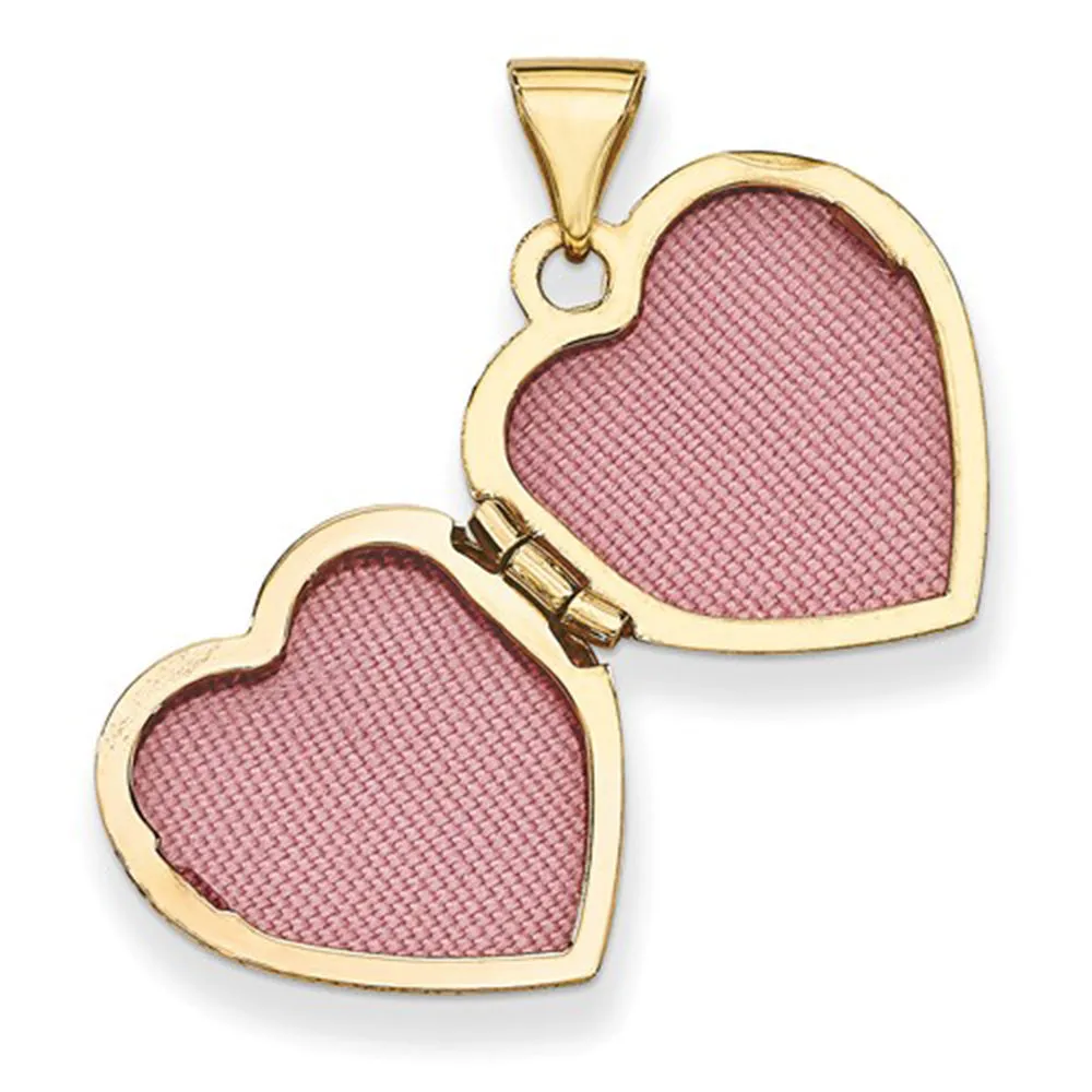 14K Yellow Gold Classic Heart Locket Pendant, 16mm x 15mm