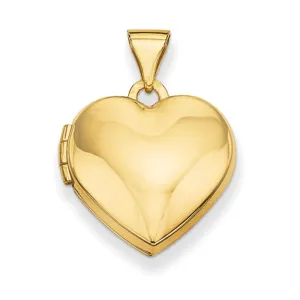 14K Yellow Gold Classic Heart Locket Pendant, 16mm x 15mm