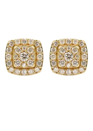 14K Yellow Gold Diamond Earrings For Men | 1 Carats | 3.43 Grams