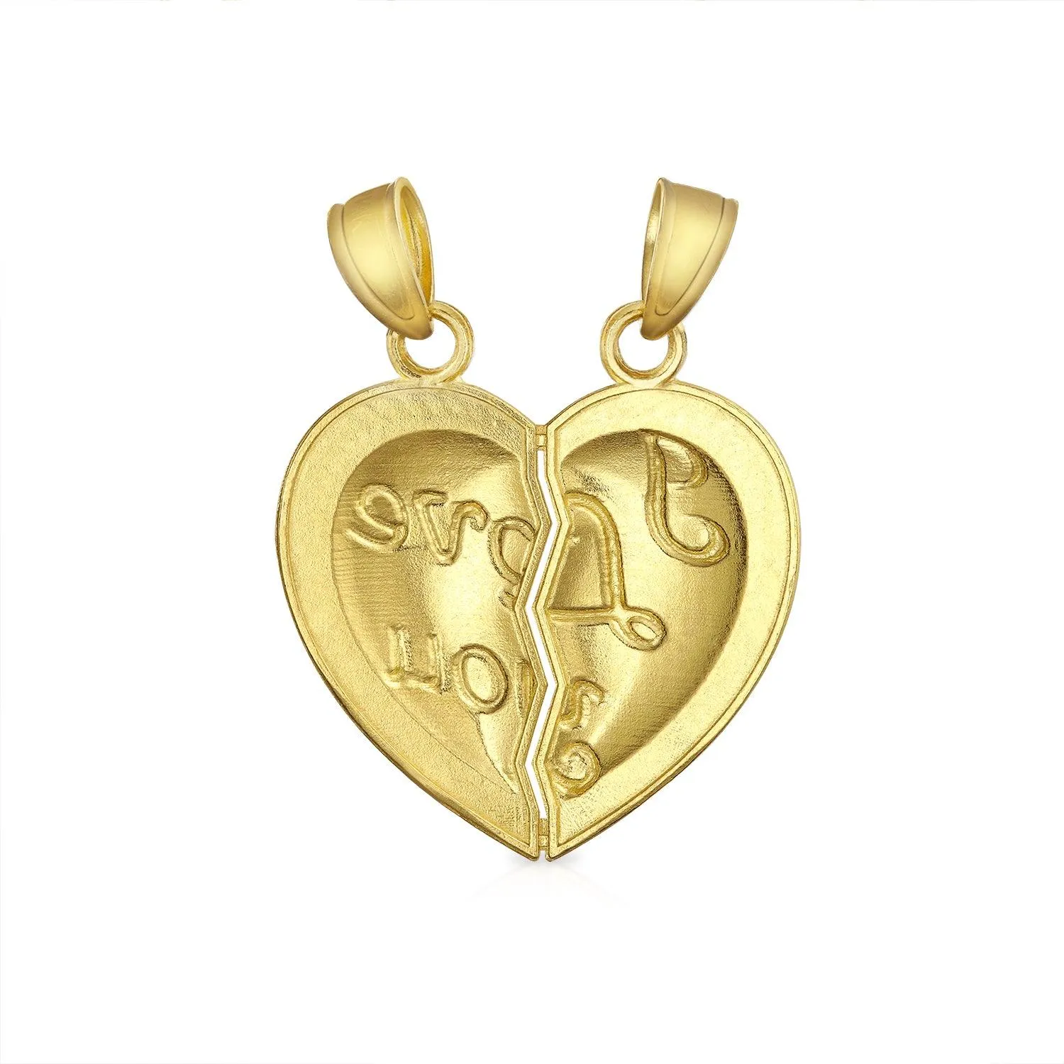 14K Yellow Gold I Love You Piece of My Heart Puzzle Pendant