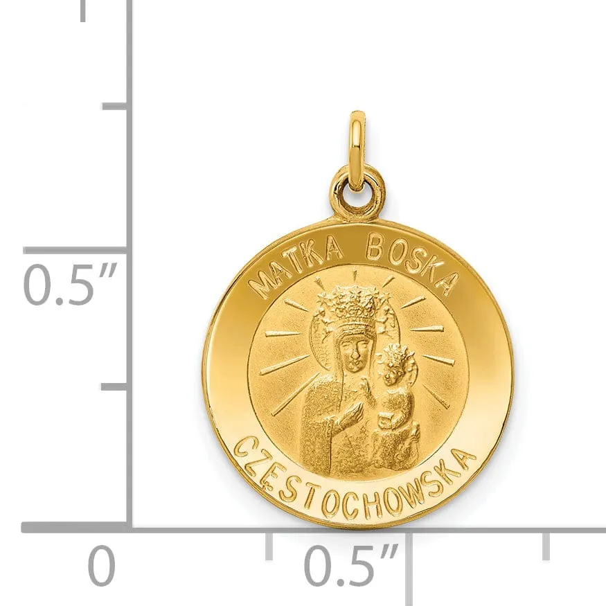 14k Yellow Gold Matka Boska Medal