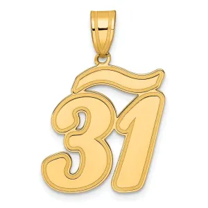 14k Yellow Gold Polished Finish Script Design Number 31 Charm Pendant