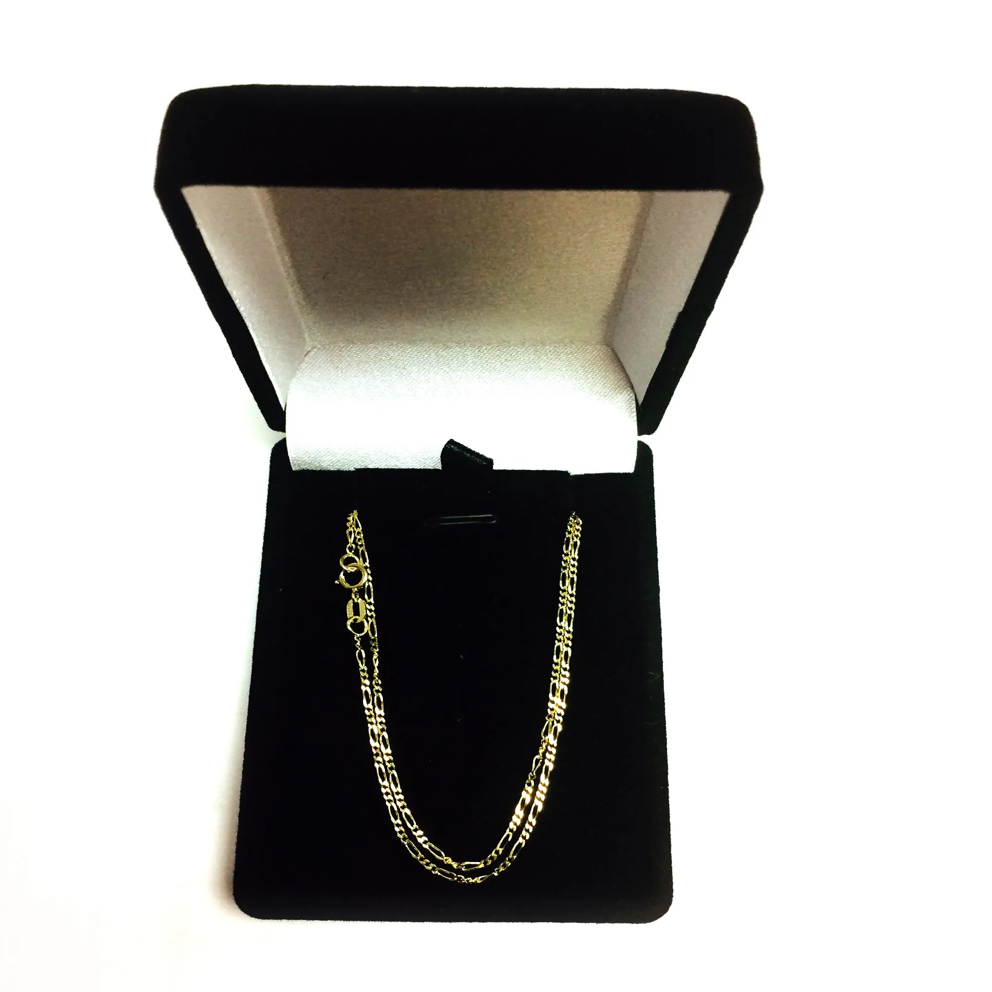 14k Yellow Solid Gold Figaro Chain Necklace, 1.3mm