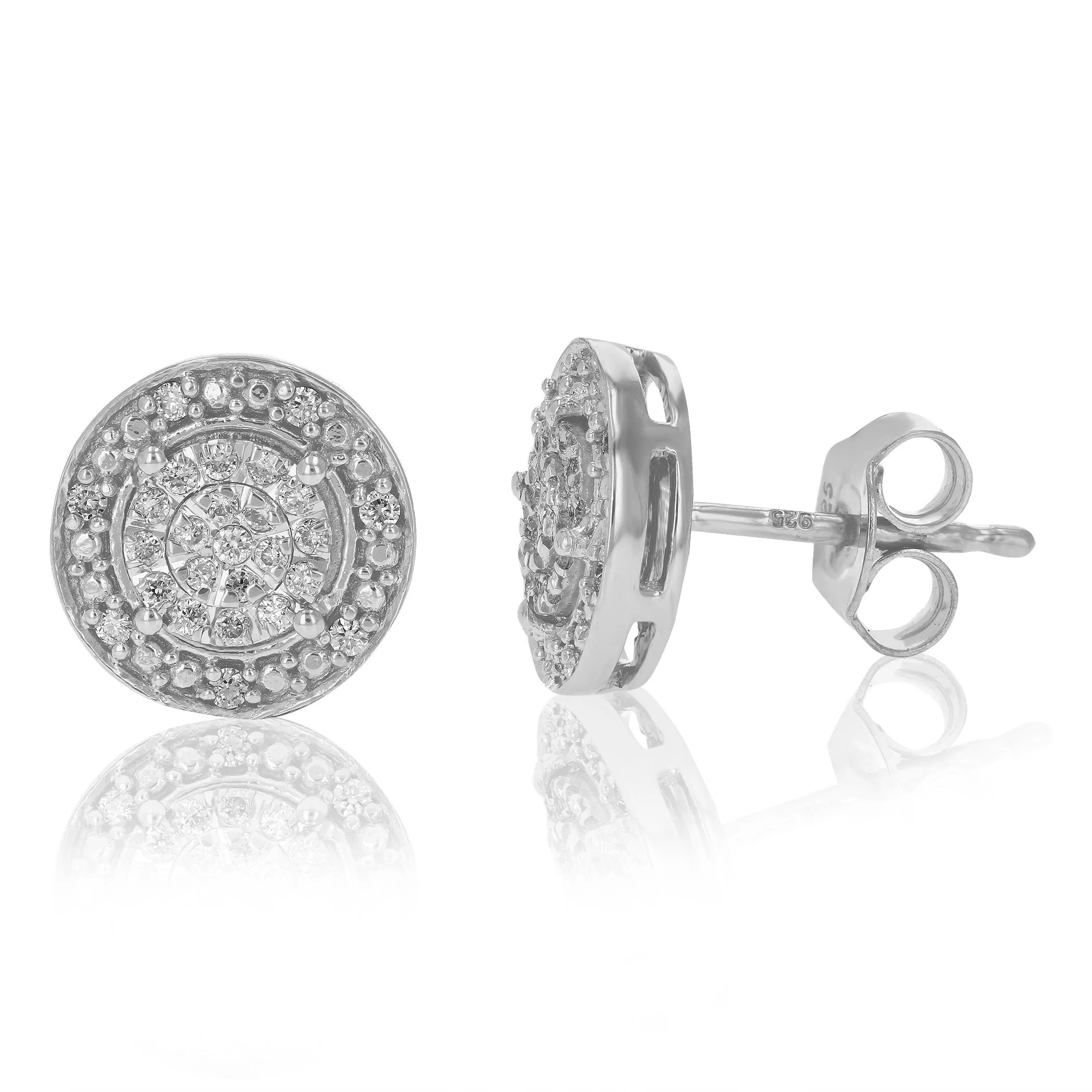 1/5 cttw Lab Grown Diamond Stud Earrings Round Cut Prong Settings On .925 Sterling Silver