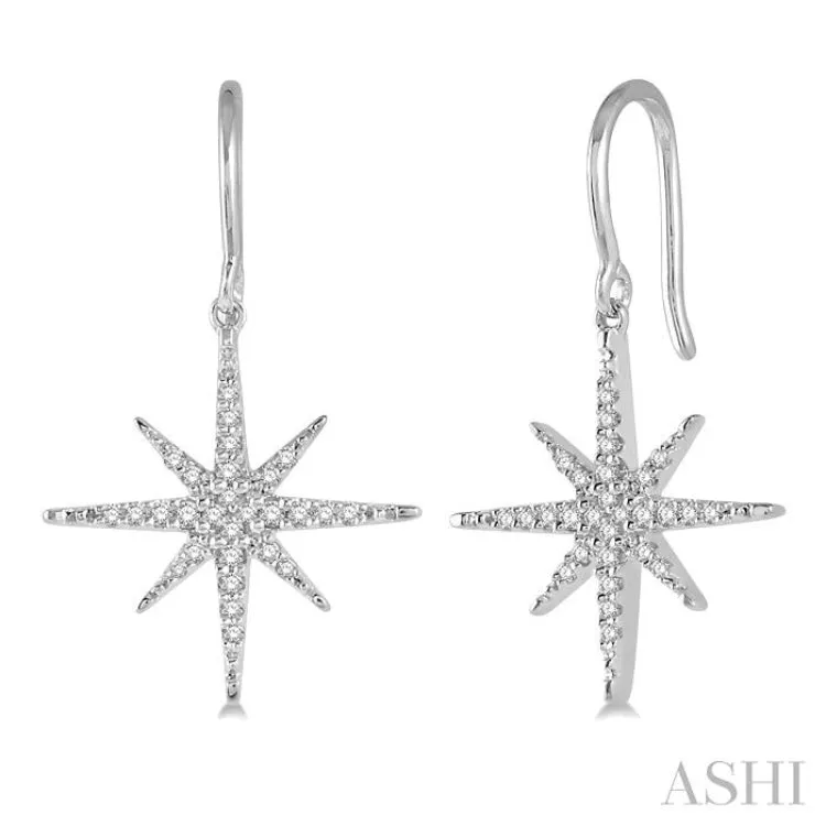 1/5 ctw Round Cut Diamond Star Earring in 10K White Gold