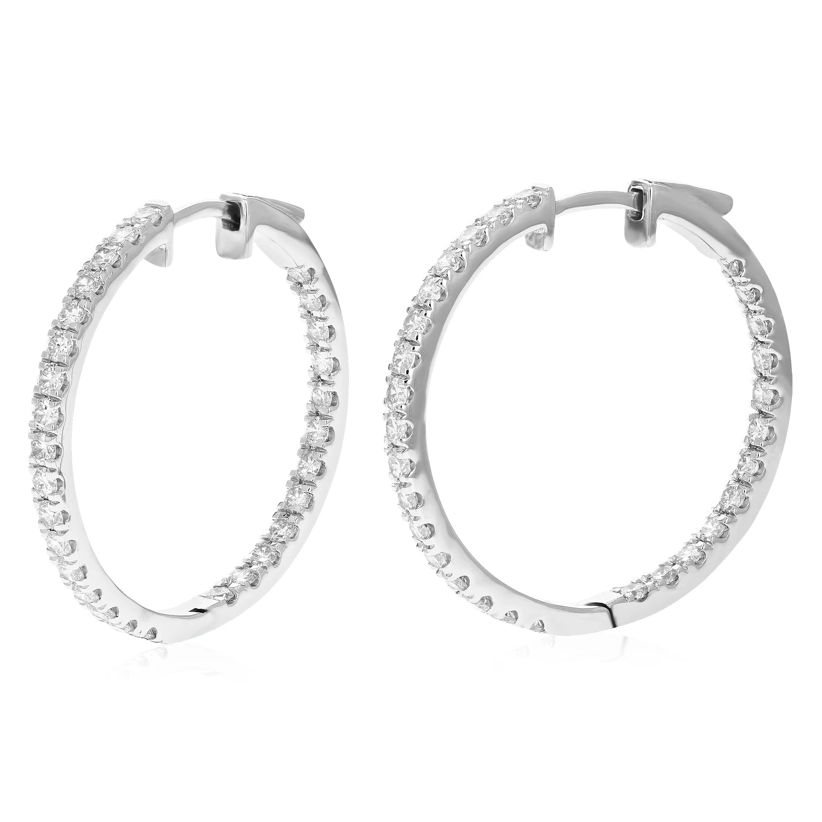 1.50 cttw Lab Grown Diamond Inside Out Hoop Earrings in Silver