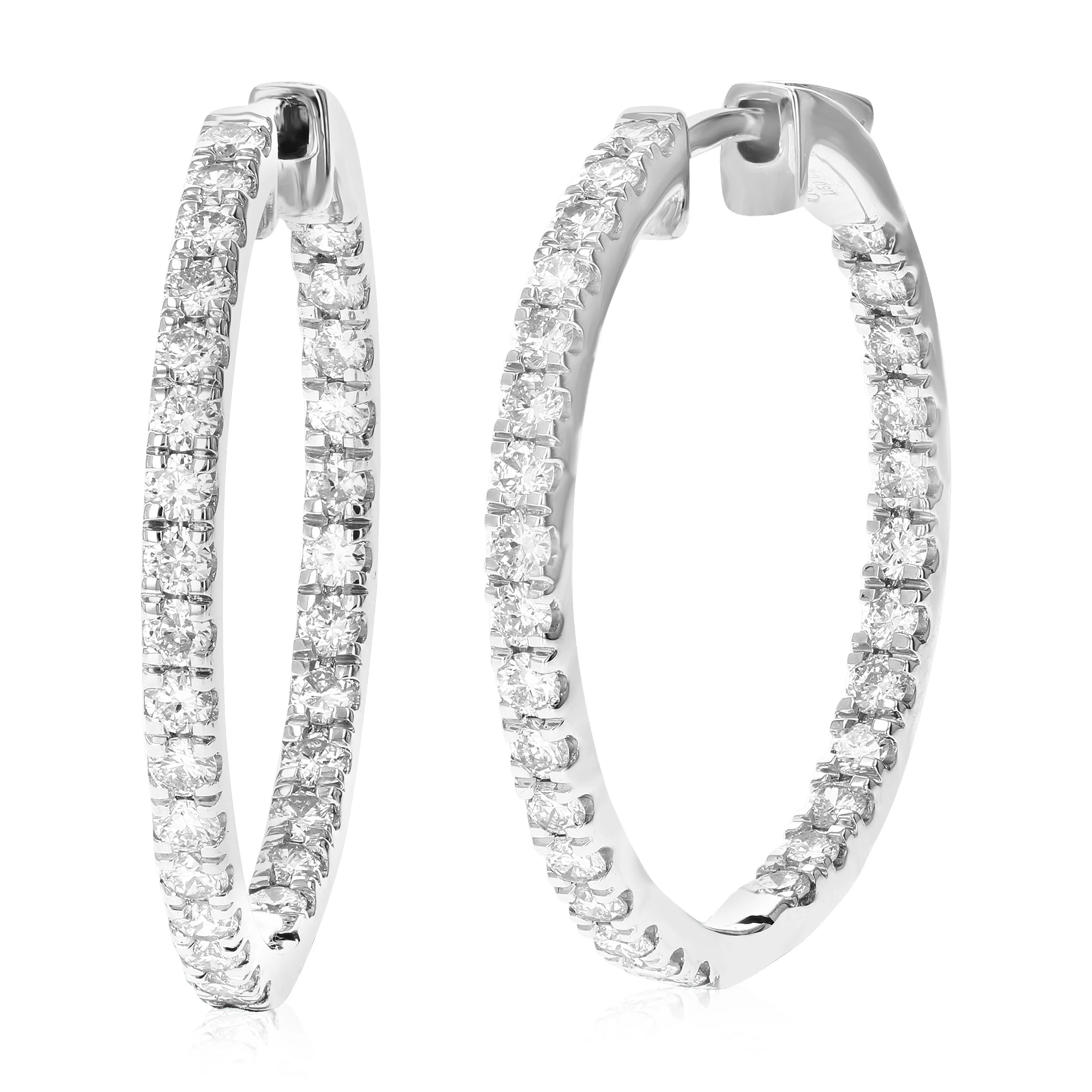 1.50 cttw Lab Grown Diamond Inside Out Hoop Earrings in Silver