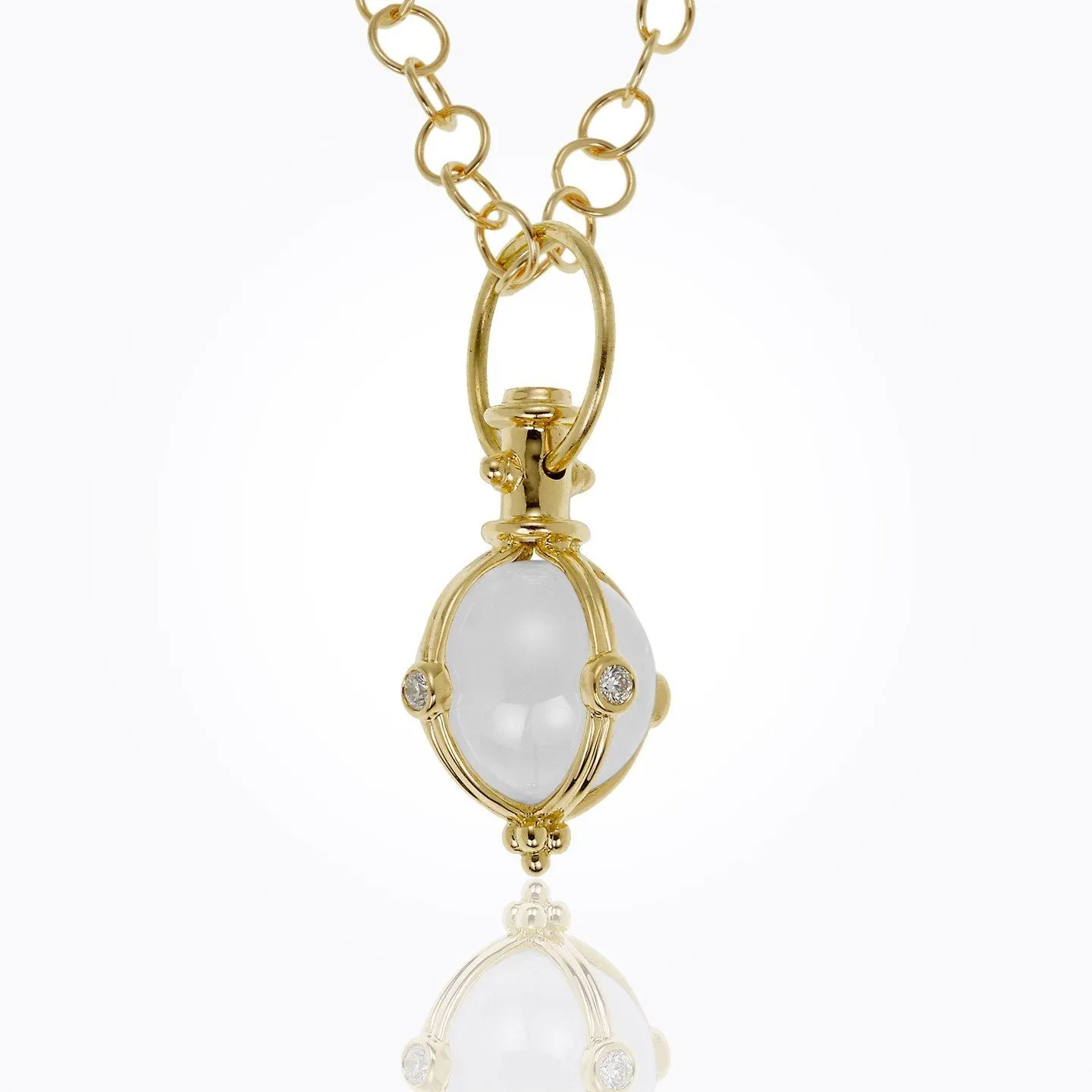 18K Classic Amulet with round rock crystal and diamond