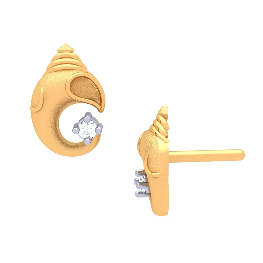 18k Divine Ganesha Gold And  Diamond Stud Earring From Diamond Collection