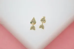 18K Gold Filled Arrow Earrings With CZ Cubic Zirconia Stone