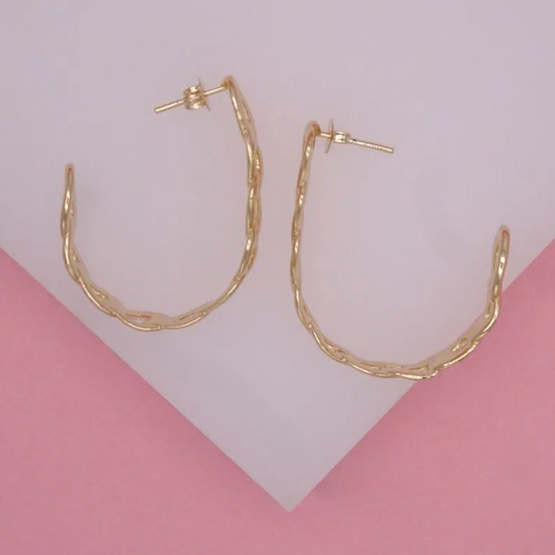 18K Gold Filled Small Half Hoop Stud Earrings (K300)