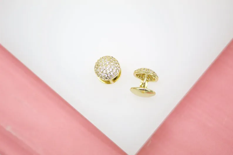 18K Gold Filled Stud Earrings With CZ Cubic Zirconia Stones (L284)