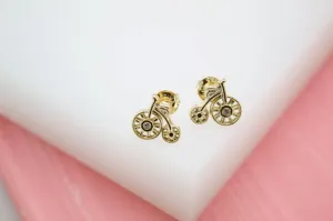 18K Gold Filled Vintage Penny Farthing Bicycle Earrings