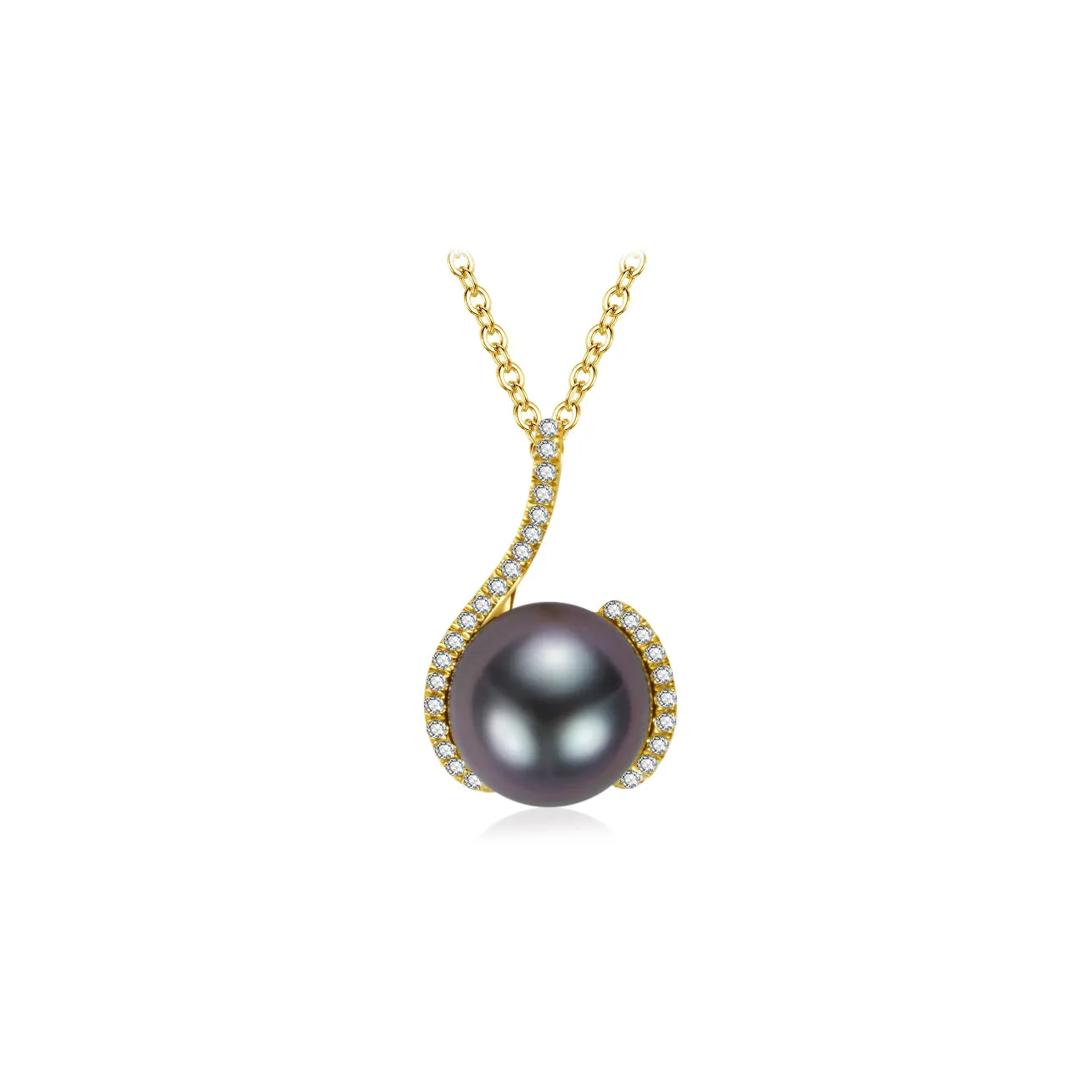 18k Solid Gold Tahitian Pearl Necklace KN00196